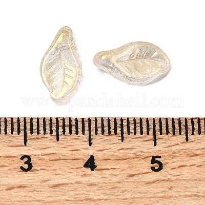 ガラスビーズ  葉  小麦  12x6.5x5mm  穴：0.8mm&nbsp;X-GLAA-D303-08L-1