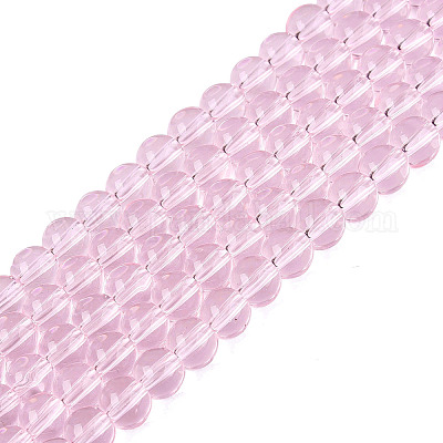 透明ガラスビーズ連売り  ラウンド  パールピンク  6~6.5mm  穴：1.4mm  約67~70個/連  14.76インチ〜15.16インチ（37.5~38.5cm）&nbsp;GLAA-T032-T6mm-24-1