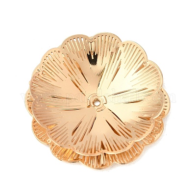 真鍮製ビーズキャップ  花  ゴールドカラー  24.5x5mm  穴：1mm&nbsp;KK-C167-03E-G-1