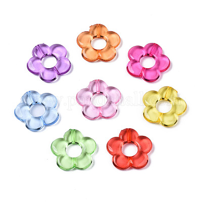 透明アクリルビーズフレーム  花  ミックスカラー  18x19x4mm  穴：1.2mm  内径：6mm  約690個/500g&nbsp;MACR-S296-32-1