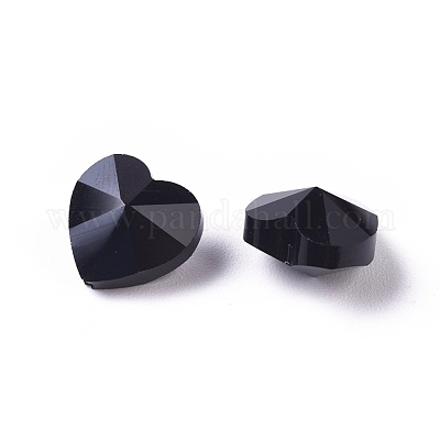 透明ガラスビーズ  多面カット  ハート  ブラック  10x10x7mm  穴：1~1.2mm&nbsp;X-GLAA-K002-07A-10-1