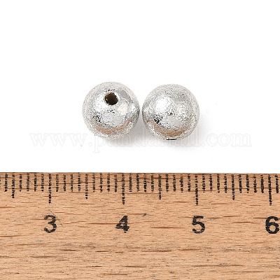 UVメッキ CCB プラスチックビーズ  テクスチャー  ラウンド  銀  8x7.5mm  穴：1.5mm&nbsp;FIND-Z066-02A-1