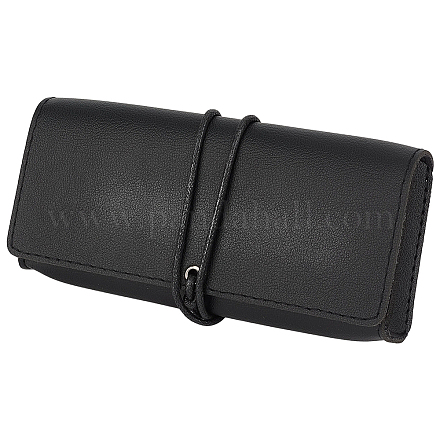 長方形のPUレザー眼鏡ケース  ブラック  76x173x32mm&nbsp;AJEW-CN0006-52B-1