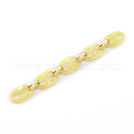 透明アクリル＆ccbプラスチックリンクアズキチェーン  クイックリンクチェーン  きいろ  34.5x21x5.5mmと19x12x4.5mm  約39.37インチ（1m）/連&nbsp;AJEW-JB00911-04-1