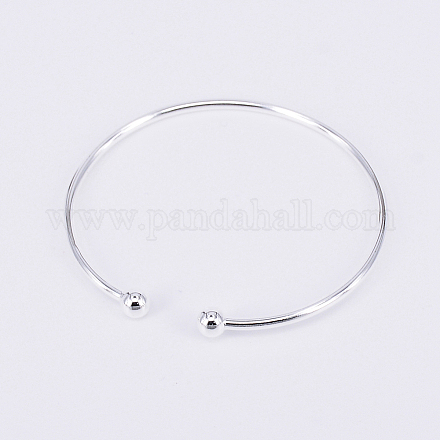 真鍮のトルクの腕輪  カフバングル  プラチナ  0.25cm  内径：2-3/8インチ（6.15cm）&nbsp;KK-WH0034-22P-1-1