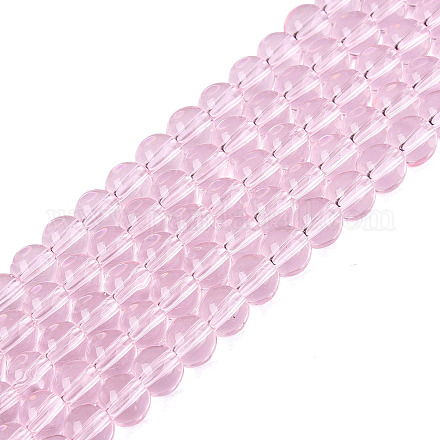 透明ガラスビーズ連売り  ラウンド  パールピンク  6~6.5mm  穴：1.4mm  約67~70個/連  14.76インチ〜15.16インチ（37.5~38.5cm）&nbsp;GLAA-T032-T6mm-24-1
