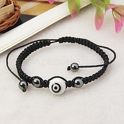 Fashion Lampwork Evil Eye Braided Ball Bracelets&nbsp;BJEW-JB00486