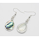 Stylish Alloy Abalone Shell/Paua ShellTeardrop Dangle Earrings&nbsp;EJEW-H139-1-1