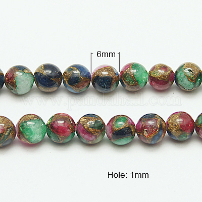 Synthetic Gold Clinquant Stone Beads Strands&nbsp;G-G026-R-6mm-2-1