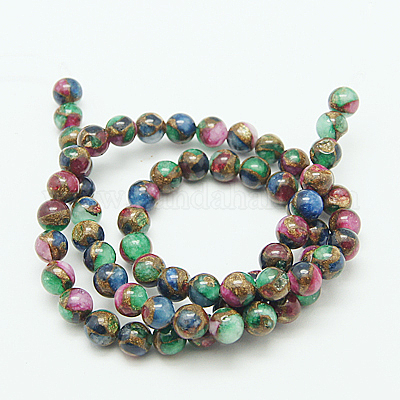 Synthetic Gold Clinquant Stone Beads Strands&nbsp;G-G026-R-6mm-2-1