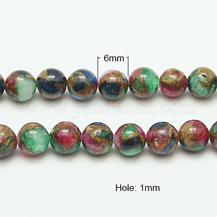 Synthetic Gold Clinquant Stone Beads Strands&nbsp;G-G026-R-6mm-2-1