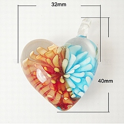 Handmade Inner Flower Lampwork Pendants&nbsp;LAMP-D467-M