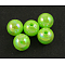 Eco-Friendly Poly Styrene Acrylic Beads, AB Color Plated, Round, Yellow Green, 12mm, Hole: 2mm, about 550pcs/500g