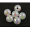 Eco-Friendly Poly Styrene Acrylic Beads, AB Color Plated, Round, White, 12mm, Hole: 2mm, about 550pcs/500g