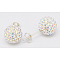 925 Sterling Silver Austrian Crystal Rhinestone Ear Stud, Round, 101_Crystal+AB, 20x10x1mm