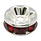 Brass Grade A Rhinestone Spacer Beads, Cadmium Free & Lead Free, Straight Flange, Rondelle, Silver, Siam, 8x3.8mm, Hole: 1.5mm