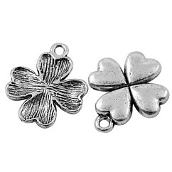 Tibetan Style Alloy Pendants, Lead Free and Cadmium Free, Clover, Antique Silver, 21x17.5x2.5mm, Hole: 1.5mm