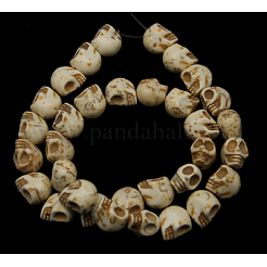 Halloween Skull Synthetic Magnesite Beads&nbsp;TURQ-12X10-5