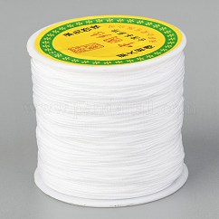 Braided Nylon Thread, Chinese Knotting Cord for Beading Jewelry Making Macrame Craft, White, 0.8mm, about 100yards/roll