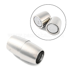 Brass Magnetic Clasps with Loops, Cadmium Free & Lead Free, Oval, Platinum, 16x9mm, Hole: 6mm