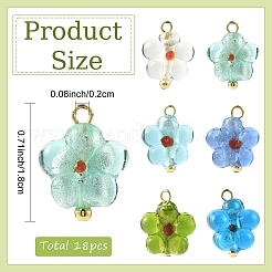 18Pcs 6 Colors Handmade Silver Foil Glass Lampwork Pendants&nbsp;PALLOY-YW00131