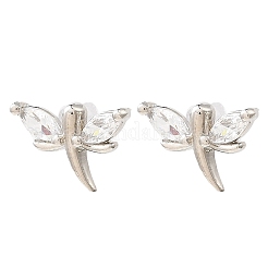 Dragonfly Platinum Brass Stud Earrings&nbsp;EJEW-L270-09P