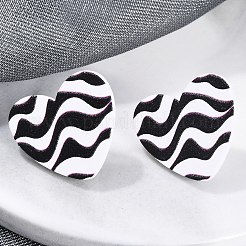 Heart Acrylic Printed Stud Earrings for Women&nbsp;EJEW-G418-01E