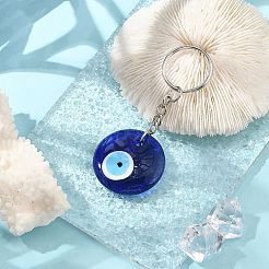 Handmade Evil Eye Lampwork Pendant Keychains&nbsp;KEYC-JKC00982