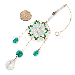 Christmas Theme Snowflake Glass Beaded Hanging Ornaments&nbsp;HJEW-TA00184