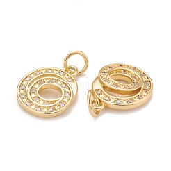 Brass Micro Pave Clear Cubic Zirconia Charms&nbsp;KK-Z023-12G