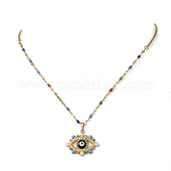 304 Stainless Steel Evil Eye Pendants 304 Stainless Steel Chains Necklaces for Women&nbsp;NJEW-JN06380