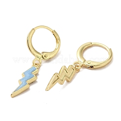 Lightning Bolt Real 18K Gold Plated Brass Dangle Leverback Earrings&nbsp;EJEW-L268-010G-01