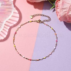 304 Stainless Steel Enamel Link Chains Anklets&nbsp;AJEW-AN00588-02