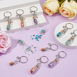 20Pcs 5 Styles Glass Wishing Bottle Pendant Keychains&nbsp;KEYC-DC00063