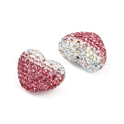 Gradient Color Heart Shaped Polymer Clay Rhinestone Beads&nbsp;CLAY-NH0002-03A
