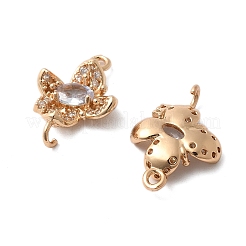 Brass Micro Pave Cubic Zirconia Connector Charms&nbsp;KK-Z103-10KCG-01