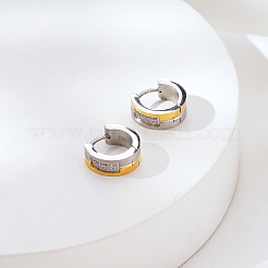 Two Tone 304 Stainless Steel Micro Pave Cubic Zirconia Hoop Earrings for Women&nbsp;CI7583