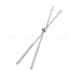 Brass Pave Clear Cubic Zirconia Square Slider Bracelet Making&nbsp;BJEW-U005-02P