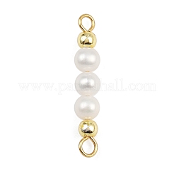 Natural Cultured Freshwater Pearl & Electroplate Non-magnetic Synthetic Hematite Round Beaded Connector Charms&nbsp;PALLOY-JF04364