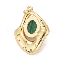 Synthetic Malachite Rack Plating Brass Pendants&nbsp;KK-I689-08G