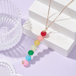 Colorful Glass Round Beaded Pendant Necklaces&nbsp;NJEW-JN04581-01