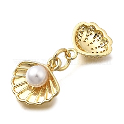 Brass Micro Pave Cubic Zirconia with ABS Imitation Pearl Pendants&nbsp;KK-Z125-02G