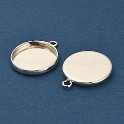 Flat Round Brass Pendant Cabochon Settings&nbsp;X-KK-A276-10S
