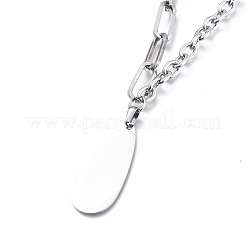Non-Tarnish 304 Stainless Steel Paperclip Chains & Cable Chain Jewelry Sets&nbsp;SJEW-K153-55P
