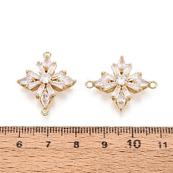 Brass Pave Clear Cubic Zirconia Connector Charms&nbsp;KK-N284-10G