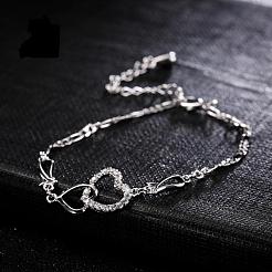 Brass Cubic Zirconia Link Chain Bracelets&nbsp;BJEW-EE0003-01P