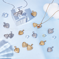 12Pcs 6 Styles Heart 316 Stainless Steel Locket Pendants&nbsp;STAS-UN0064-75