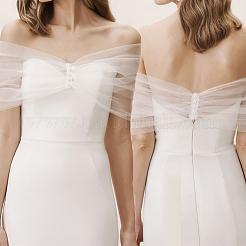 Polyester One-shoulder Shawl for Bride&nbsp;AJEW-WH0596-365A