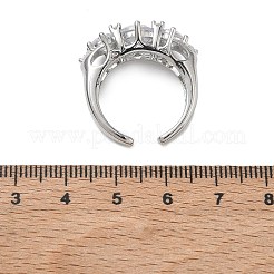 Brass Micro Pave Cubic Zirconia Cuff Open Rings for Women&nbsp;RJEW-L343-07P-02