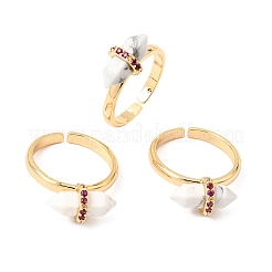 Brass Micro Pave Cubic Zirconia Cuff Open Rings for Women&nbsp;GG-CBA0B5A-03G-08